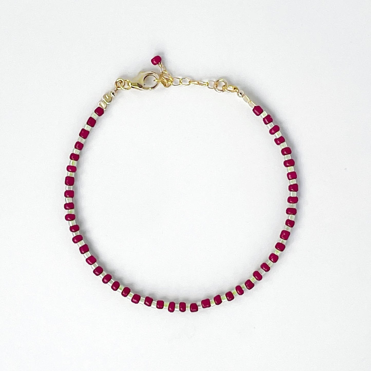 Mulberry bracelet with burgundy and citrus yellow glass beads and gold filled clasp