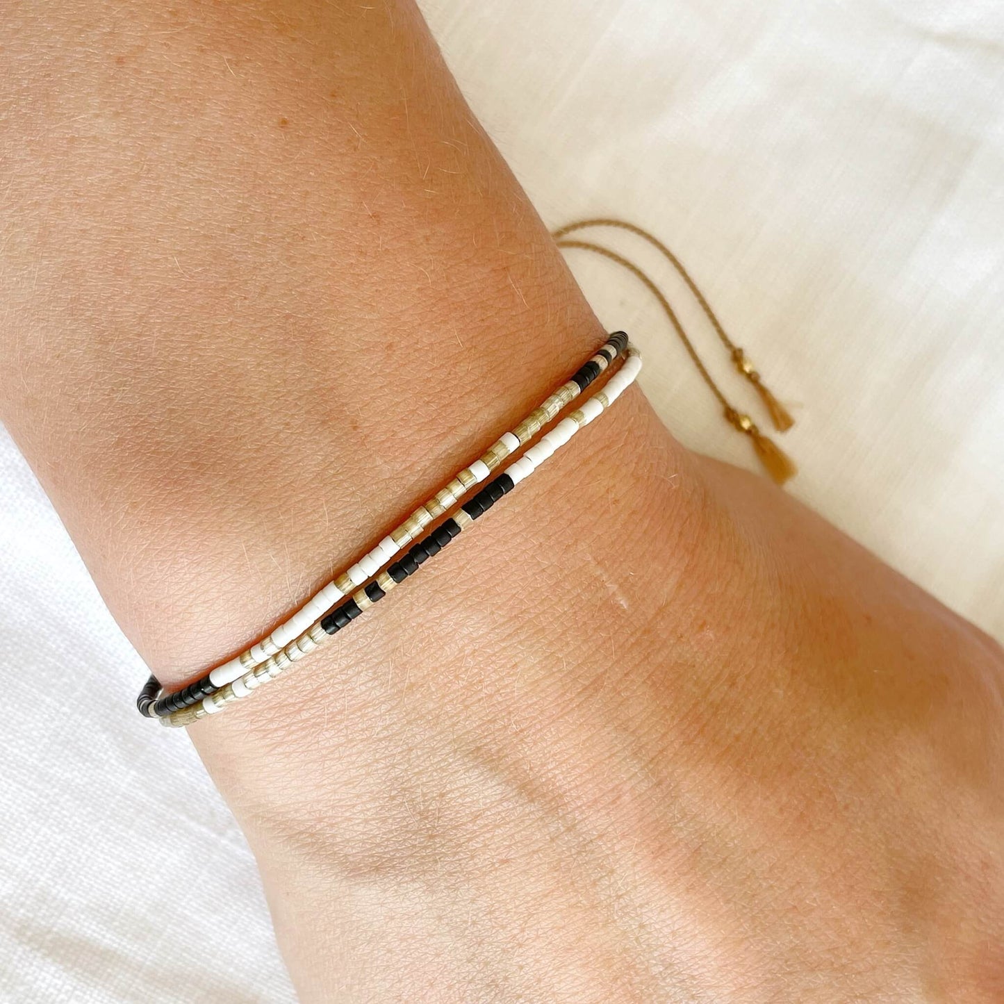 Tribeca Manhattan-inspired bracelet shown worn on wrist with urban style