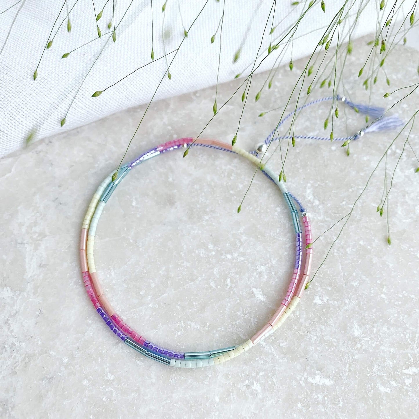 Rainbow Beaded Silk Bracelet