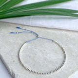 Sterling Silver Beaded Blue Silk Bracelet