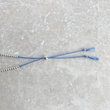 Sterling Silver Beaded Blue Silk Bracelet