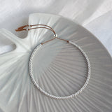 Beige Silk Silver Beaded Bracelet