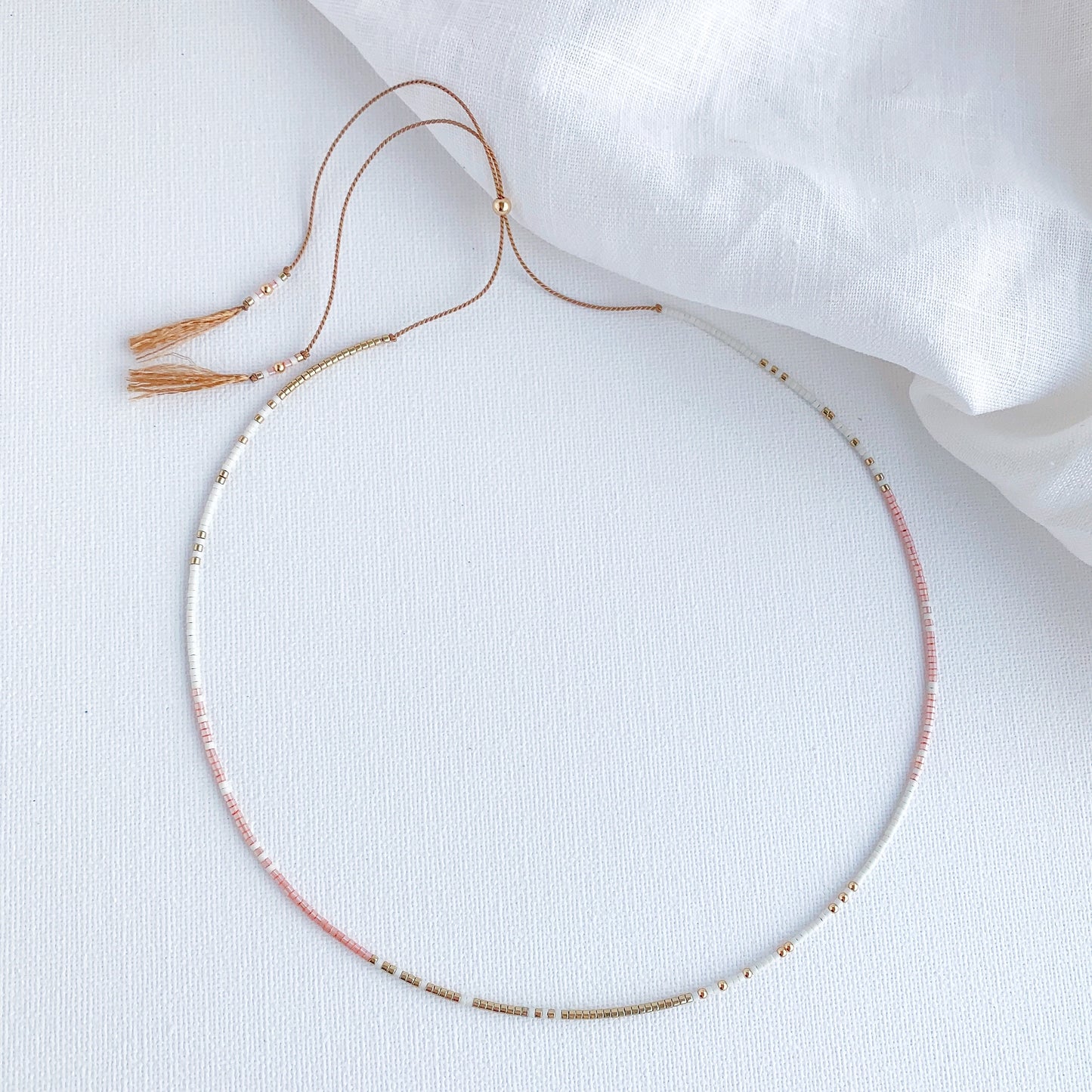 Delicate Peach and Gold Necklace